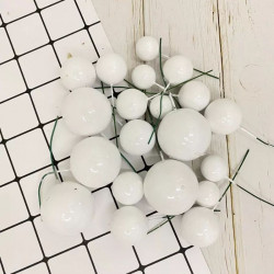White Faux Ball Toppers for Cake Decoration (20 Pcs)