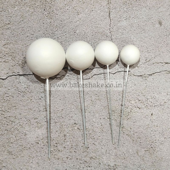 White Faux Ball Toppers for Cake Decoration (20 Pcs) - Matt Finish