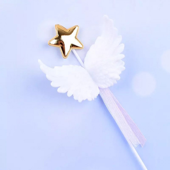 White Angel Wing With Star Cake Topper